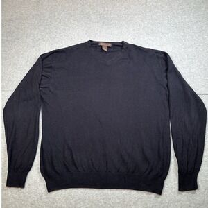 Chatham Road Cotton Cashmere Blend V Neck Sweater Mens L Navy Soft Knit